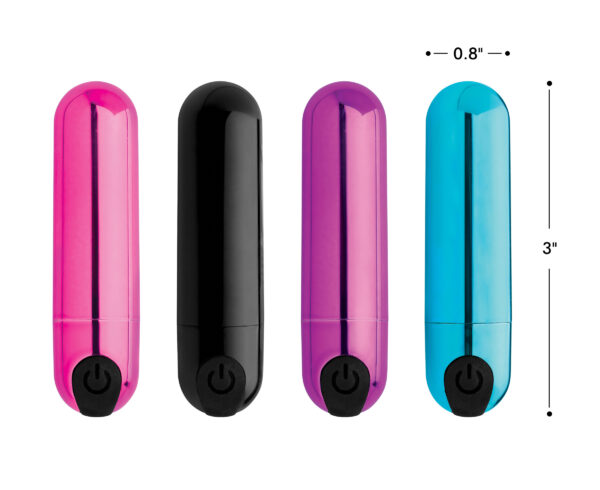 10X Rechargeable Vibrating Metallic Bullet - Black - Image 7
